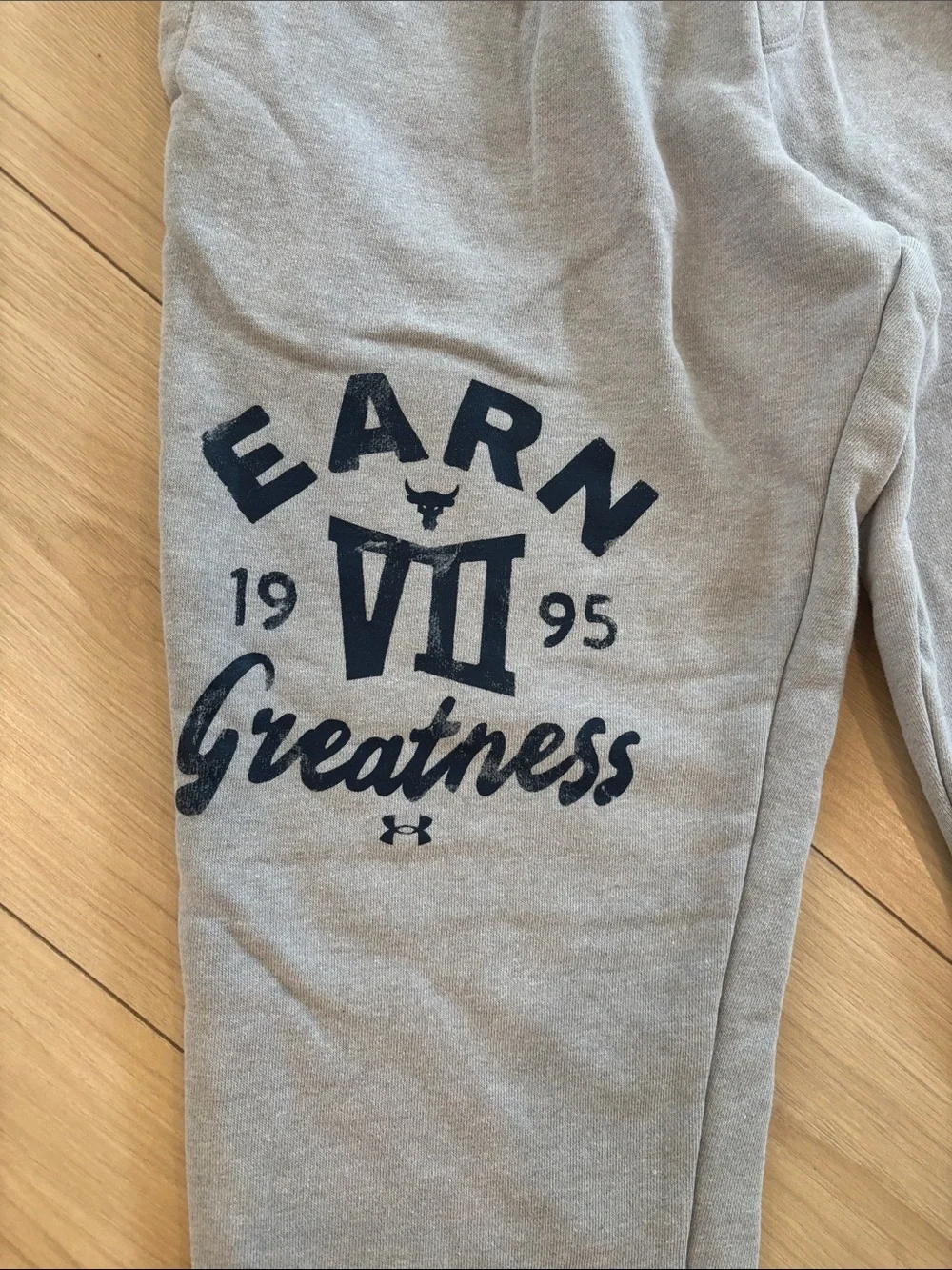 Under Armour Gray Joggers with Navy 'Earn Greatness' Graphic - Picture 4 of 6